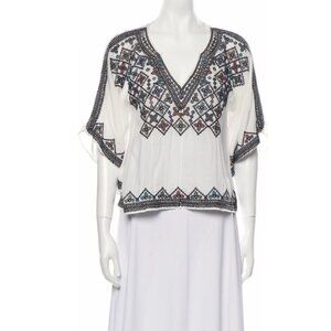 LOVE SAM Embroidered V-Neck Blouse Size Small